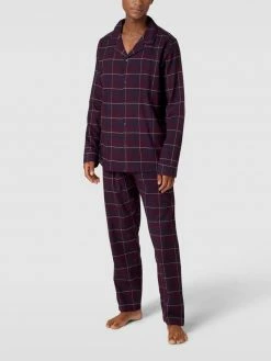 Budget ❤️ Schiesser Pyjama Mit Karomuster Modell 'Warming' - Dunkelrot ⭐