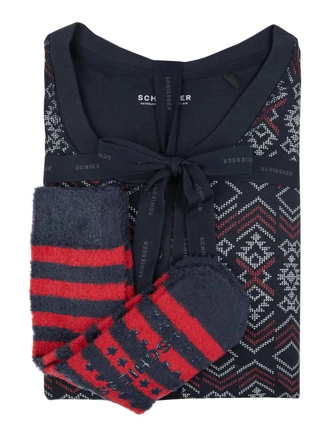 Großhandel ? Schiesser Pyjama Mit Norwegermuster - Blau ⌛ 3 Großhandel ? Schiesser Pyjama Mit Norwegermuster - Blau ⌛ – Bild 3