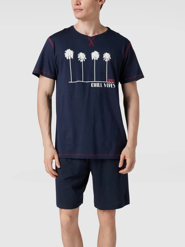 Brandneu ? Tom Tailor Pyjama Mit Brand-Motiv - Dunkelblau ? 1 Brandneu ? Tom Tailor Pyjama Mit Brand-Motiv - Dunkelblau ?