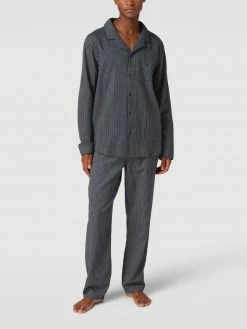 Bestpreis ⌛ Schiesser Pyjama Mit Streifenmuster Modell 'Warming' - Dunkelblau ✨