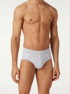 Auslauf ? Schiesser Slip Mit Rippenstruktur Im 2er-Pack Modell 'Authentic' - Mittelgrau Meliert ?