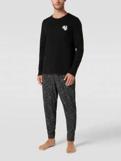 Am billigsten ? BOSS Pyjama Mit Label-Details Modell 'Relax' - Schwarz ?