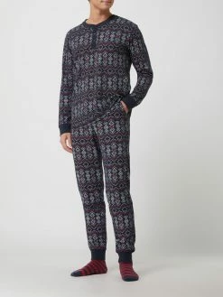 Großhandel ? Schiesser Pyjama Mit Norwegermuster - Blau ⌛