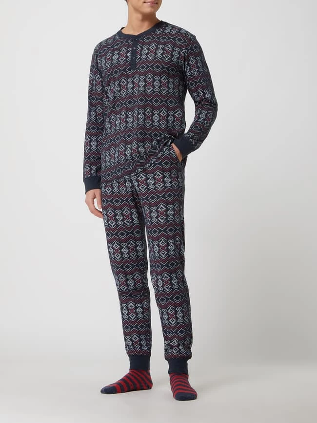 Großhandel ? Schiesser Pyjama Mit Norwegermuster - Blau ⌛ 1 Großhandel ? Schiesser Pyjama Mit Norwegermuster - Blau ⌛