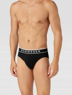 Brandneu ? Schiesser Slip Mit Logo-Bund Im 3er-Pack - Schwarz ?