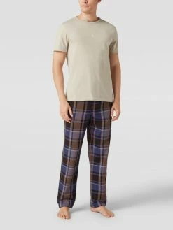 Blitzangebot ? Schiesser Pyjama-Hose Mit Glencheck-Muster Modell 'Mix + Relax Hose Lang' - Dunkelbraun ?